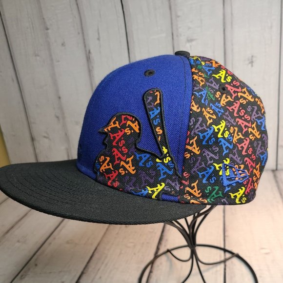 New Era 59fidty Oakland A's Hat Fitted 7 1/4 Blue Black Rare - Picture 2 of 10